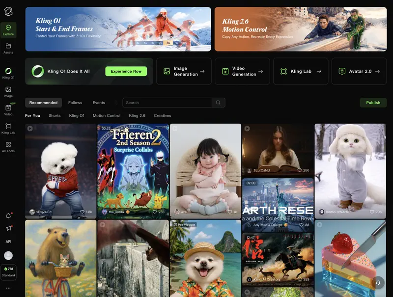 Kling AI Интерфейс