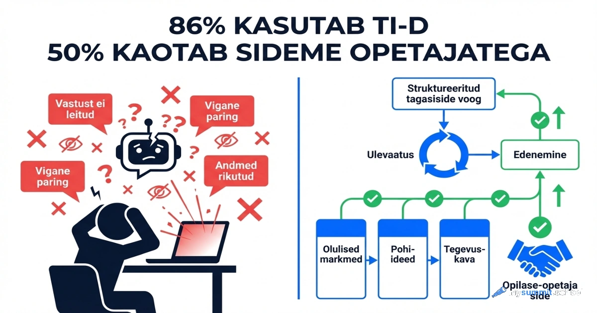 86% opilastest kasutab TI-d, kuid nende tulemused halvenevad. Uks katse muutis koik