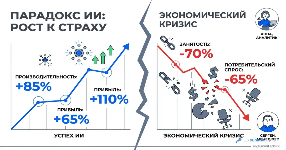 Парадокс успеха AI: когда продуктивность убивает экономику