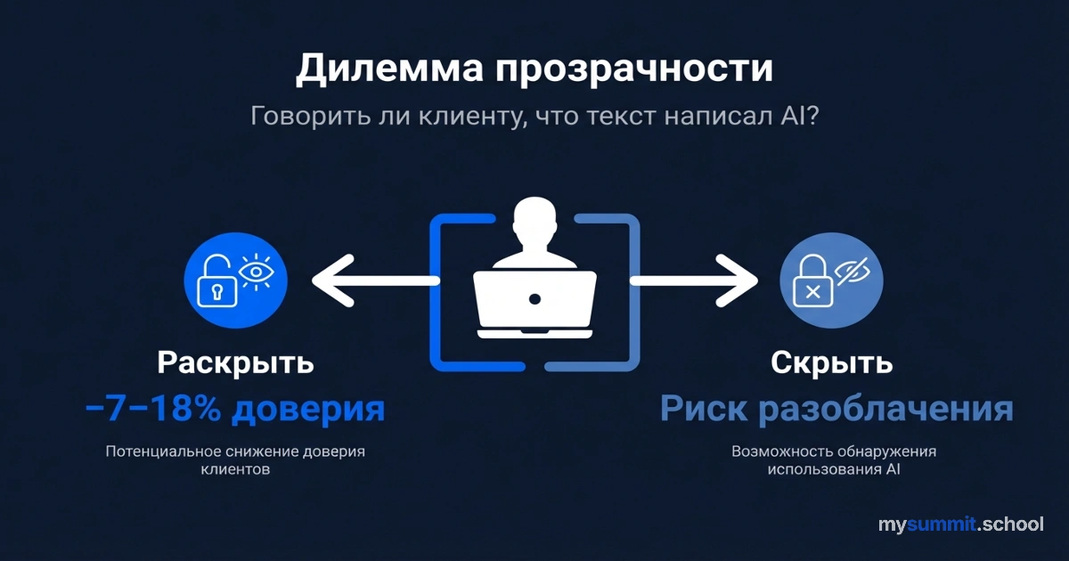 Дилемма прозрачности: говорить ли клиенту, что текст написал AI?
