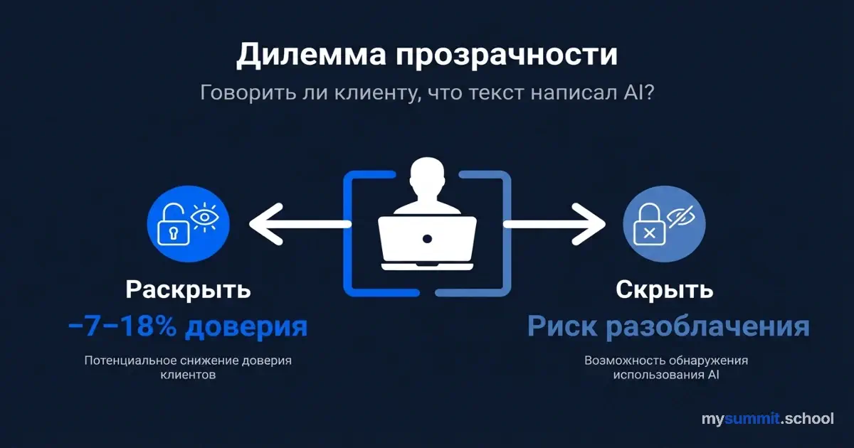 Дилемма прозрачности: говорить ли клиенту, что текст написал AI?
