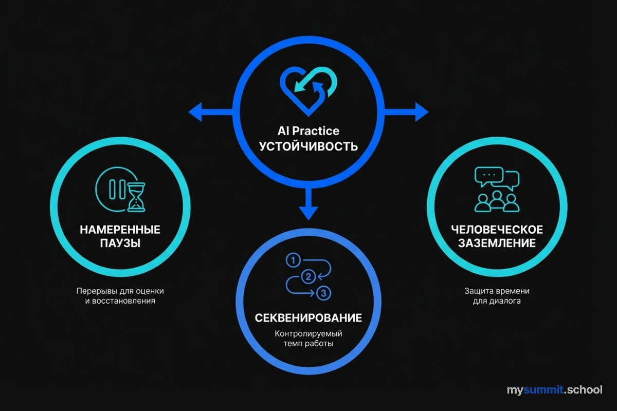 AI Practice: намеренные паузы, секвенирование, человеческое заземление