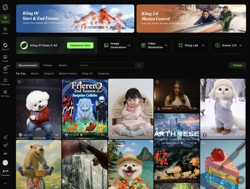 Kling AI Интерфейс