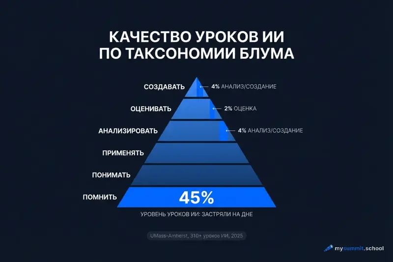 Таксономия Блума: распределение когнитивного уровня AI-уроков
