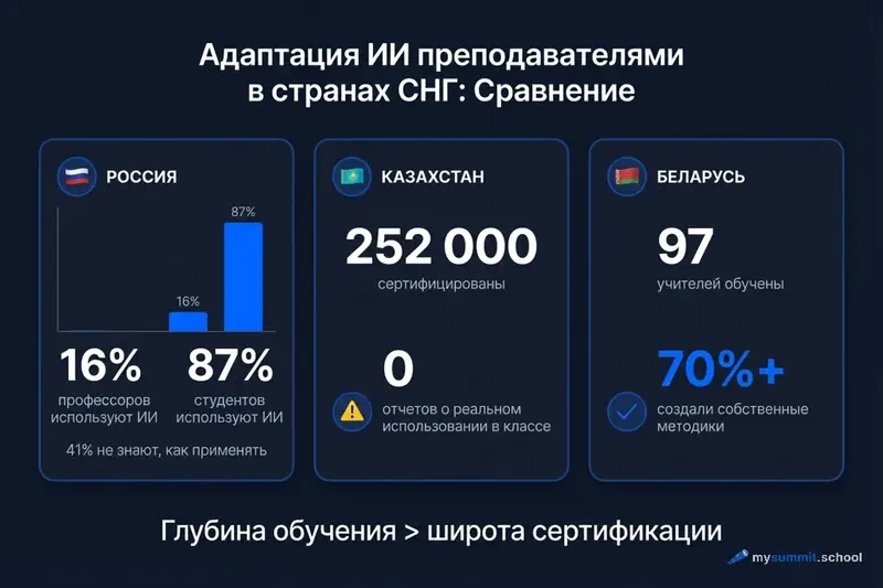 Сравнение внедрения ИИ в образовании: Россия, Казахстан, Беларусь