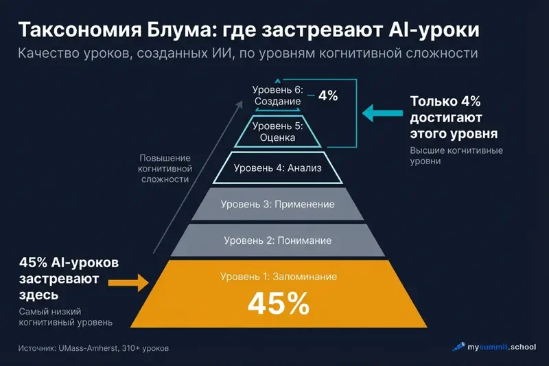 Таксономия Блума: где застревают ИИ-уроки