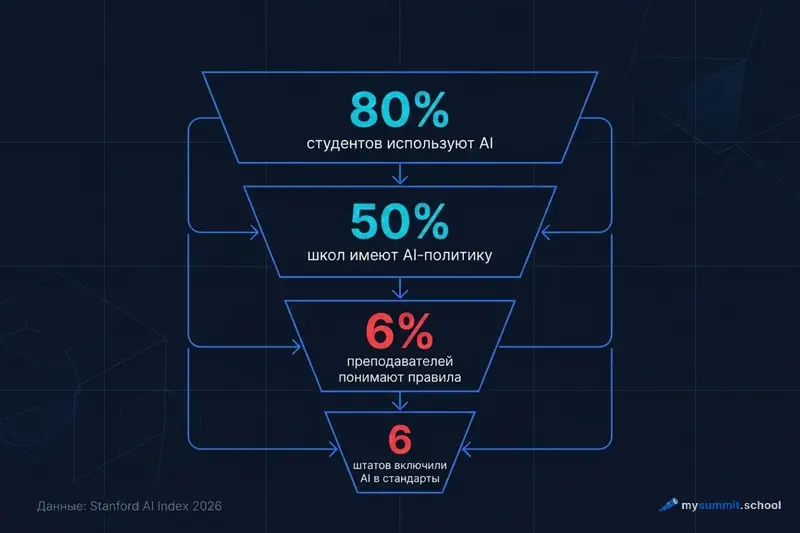 Воронка образовательной готовности: от 80% до 6%