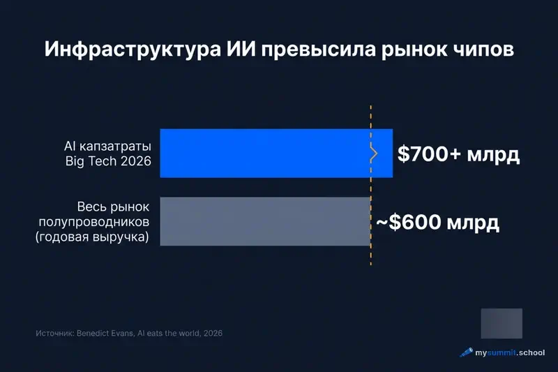 AI капзатраты Big Tech vs весь рынок полупроводников