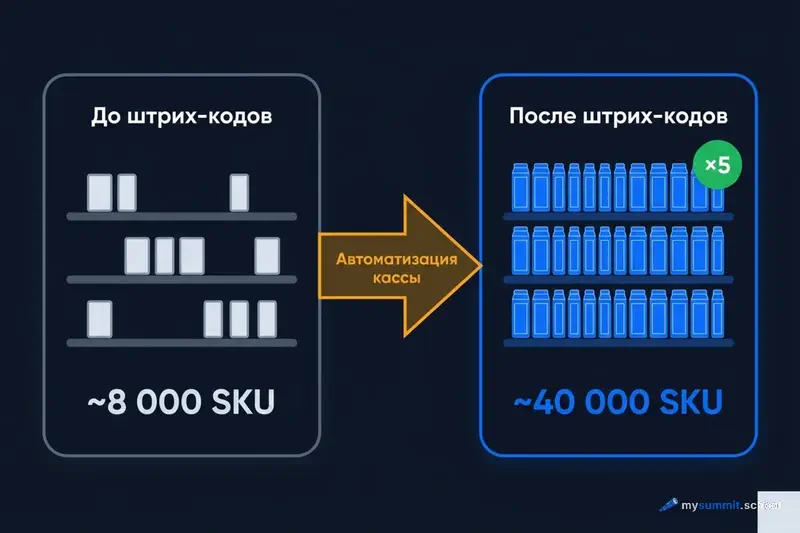Эффект штрих-кода: автоматизация кассы привела к 5-кратному росту SKU