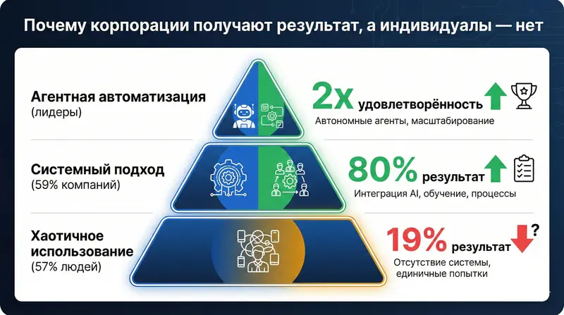 Почему корпорации получают результат, а индивидуалы — нет