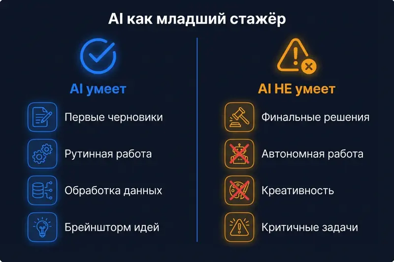 AI как младший стажёр: что умеет и что не умеет