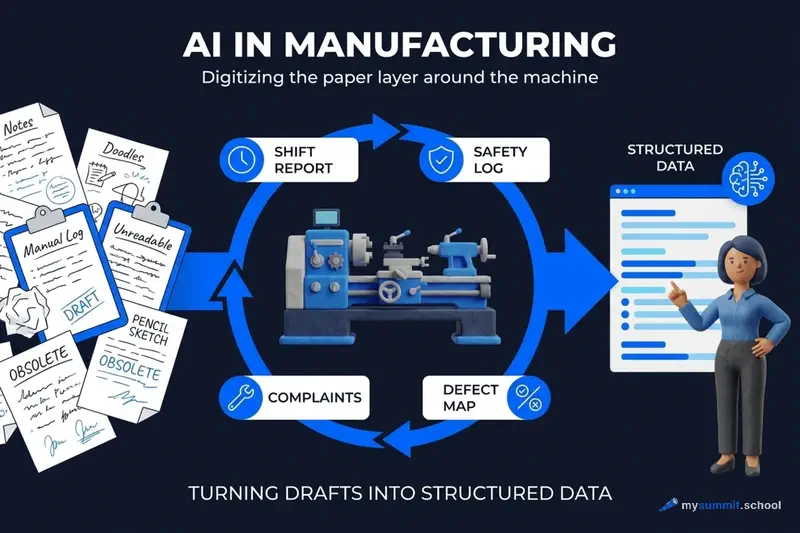 The paper layer around the machine: AI turns rough notes into structured documents rather than controlling equipment