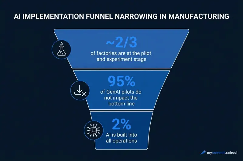 The AI adoption funnel: from mass pilots to AI embedded in operations, only a few make it through