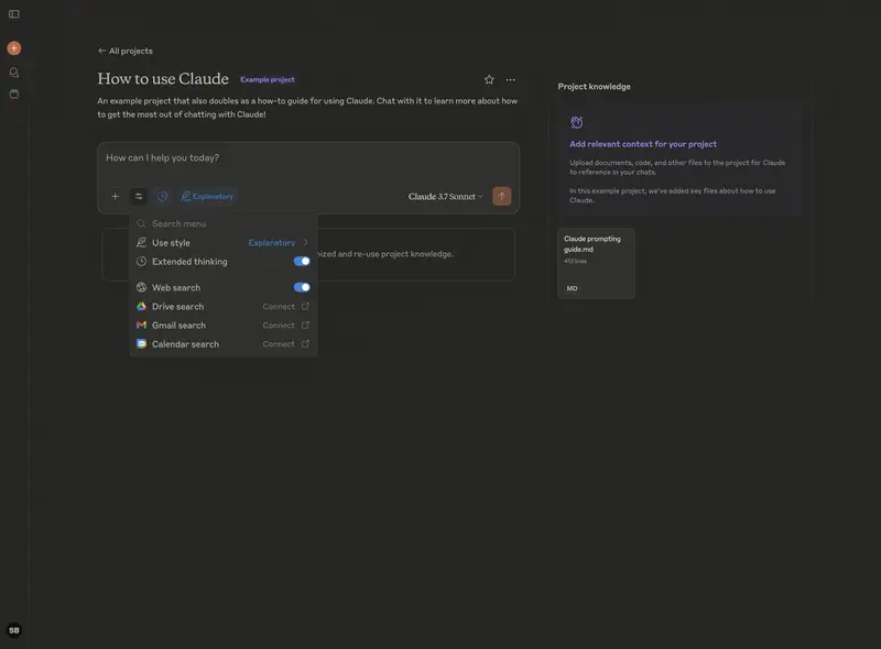 Project example in Claude