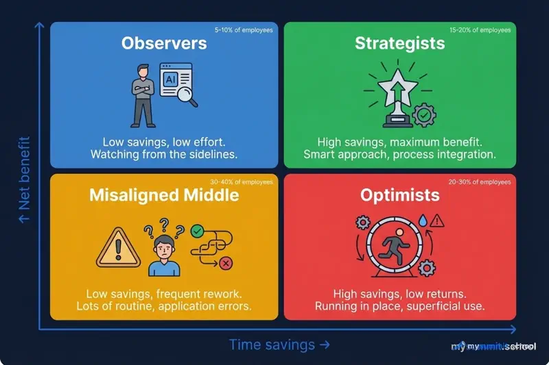 Net Productivity Matrix: 4 types of AI users
