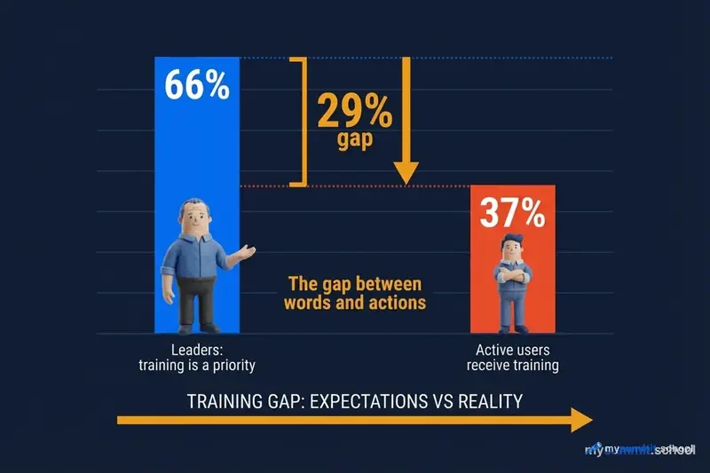 The training gap: 66% of leaders call it a priority, 37% of employees receive training