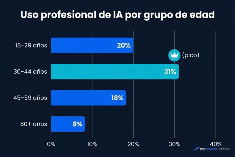 Uso profesional de IA por grupos de edad