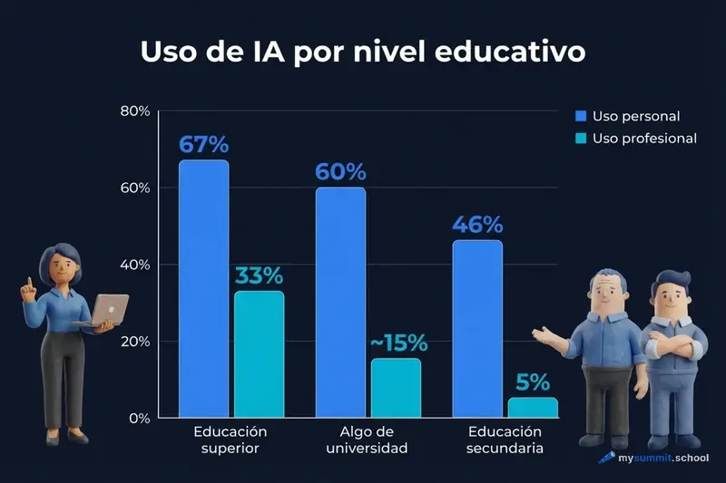 Uso de IA según nivel educativo