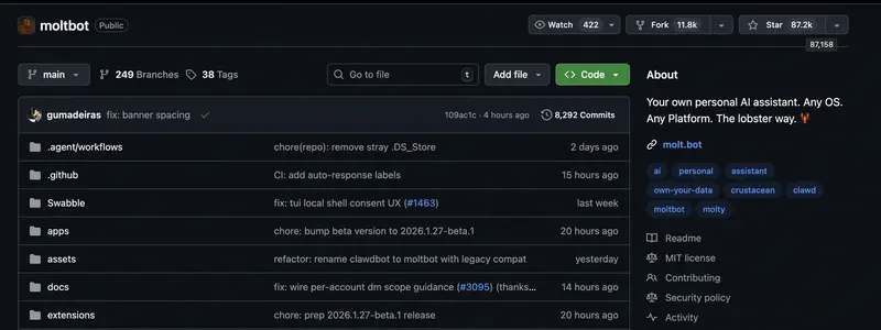 Codigo de MoltBot en GitHub