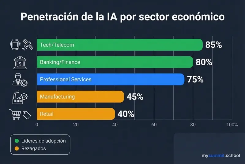 Penetración de la IA por sectores económicos