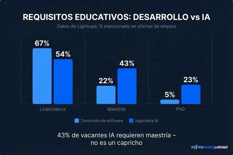 Requisitos educativos: desarrollo de software vs ingeniería de AI