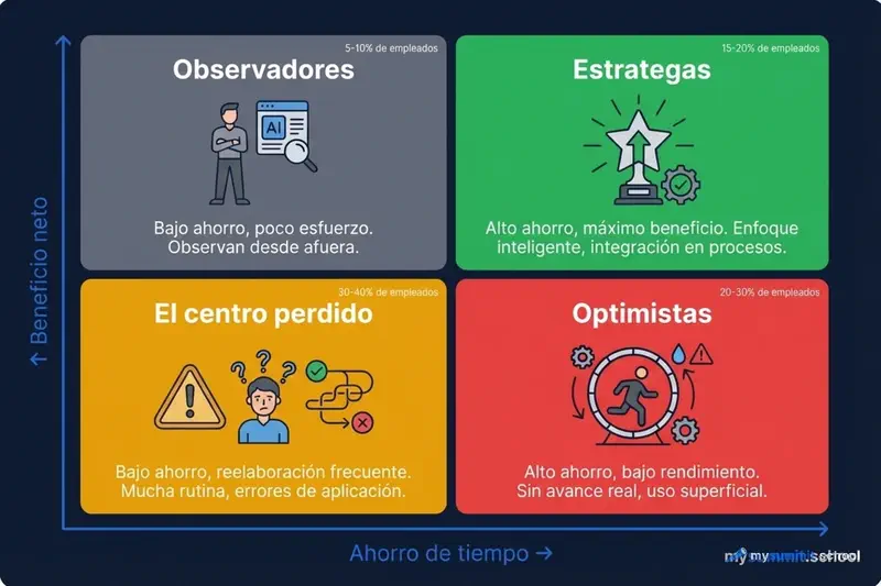Matriz de productividad neta: 4 tipos de usuarios de IA