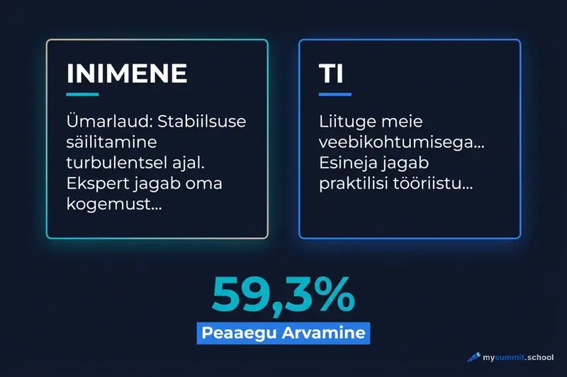 Miks on TI-sisu turunduses inimese omast eristamatu Inimese ja naervorgustiku turunduste teksti vordlus: 59% tuvastamistapsus