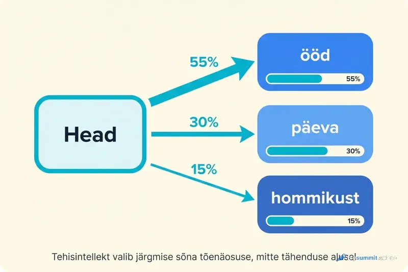 Kuidas tehisintellekt ennustab järgmist sõna: tõenäosusdiagramm