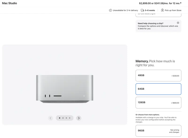 Mac Studio 64 GB mäluga