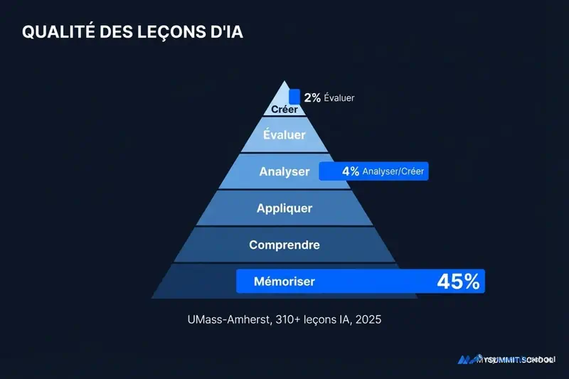 Taxonomie de Bloom : répartition du niveau cognitif des leçons générées par l’IA