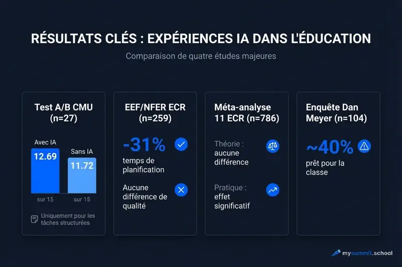 Comparaison de 4 expériences clés sur l’IA en éducation