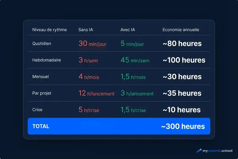 Comparaison du temps de gestion de projet avec et sans IA