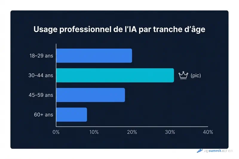 Utilisation professionnelle de l&rsquo;IA par tranche d&rsquo;âge
