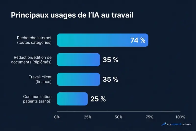 Principaux usages de l&rsquo;IA au travail