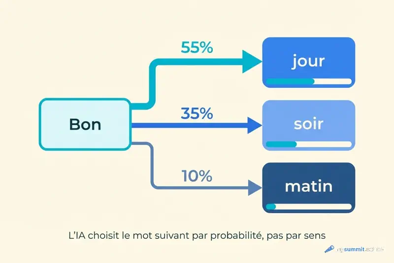 Comment l&rsquo;IA prédit le mot suivant : diagramme de probabilités
