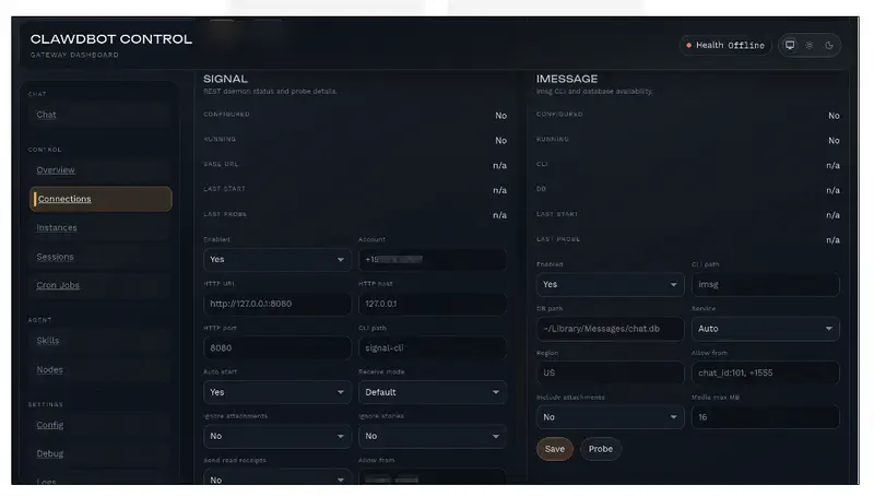 Exemple de panneau public Clawdbot Control