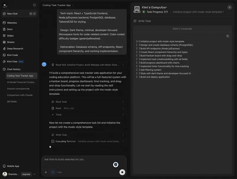 Mode agentique dans Kimi