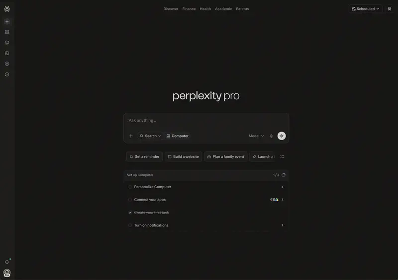 Interface de Perplexity AI