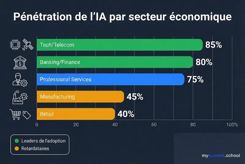 Pénétration de l&rsquo;IA par secteur économique
