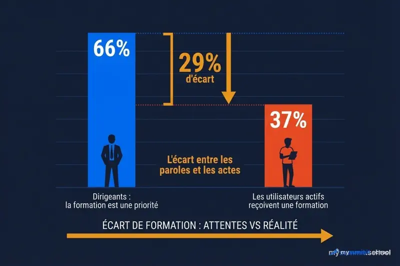 L&rsquo;écart de formation : 66 % des dirigeants en font une priorité, 37 % des employés reçoivent une formation