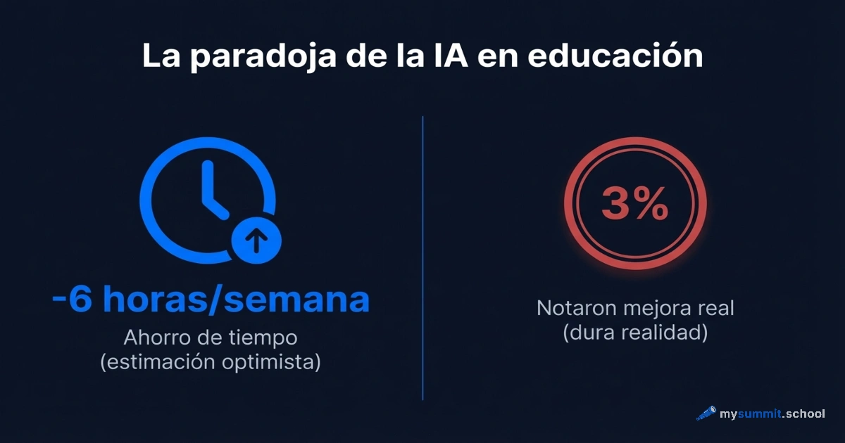 La IA ahorra al docente 6 horas por semana. Pero el 97% no lo nota