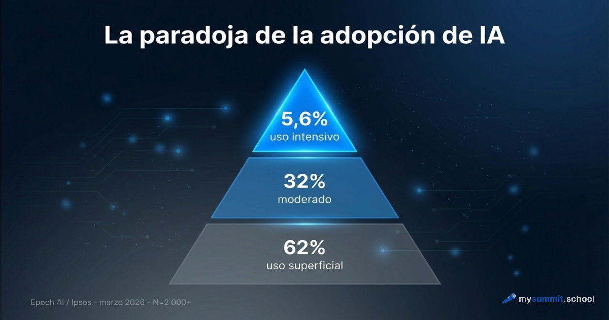 El 62% de los usuarios de IA la aplica solo a 1–2 tareas: datos de Epoch AI / Ipsos (marzo 2026)