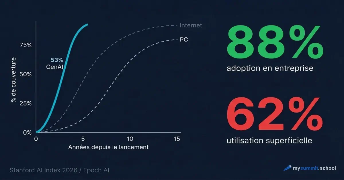 L'IA s'est diffusée plus vite qu'Internet – mais 62 % des utilisateurs sont restés au point de départ
