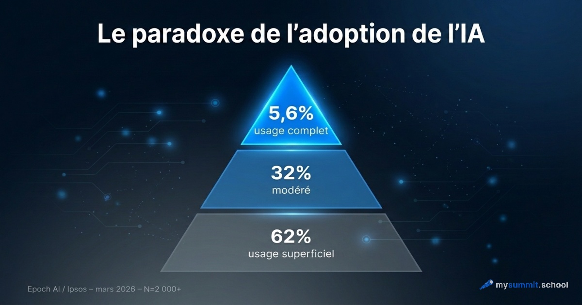 62 % des utilisateurs de l'IA ne l'appliquent qu'à 1–2 tâches : les données Epoch AI / Ipsos (mars 2026)