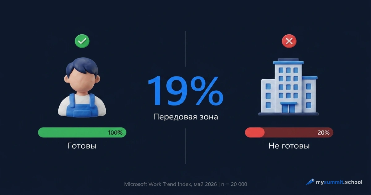 Microsoft WTI 2026: сотрудники готовы к ИИ, а компании – нет