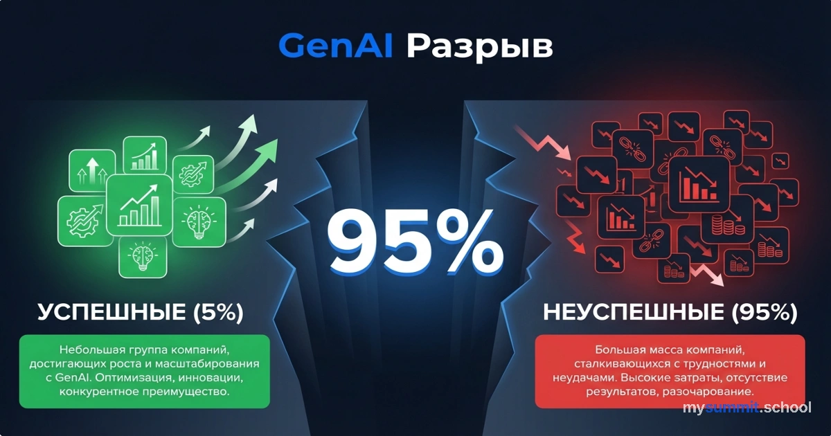 Почему 95% компаний проваливают внедрение AI: исследование MIT о разрыве в генеративном ИИ