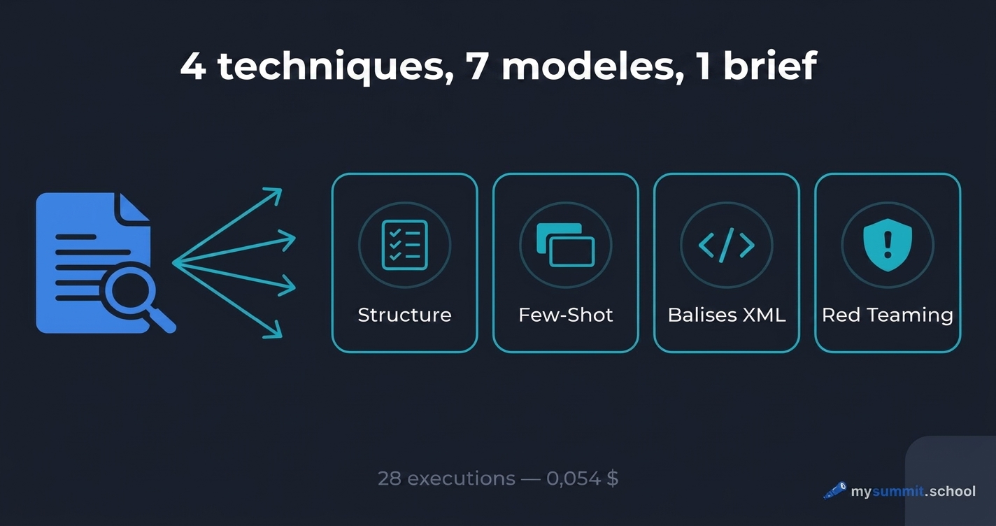 4 techniques de prompting testees sur 7 modeles : guide d'atelier