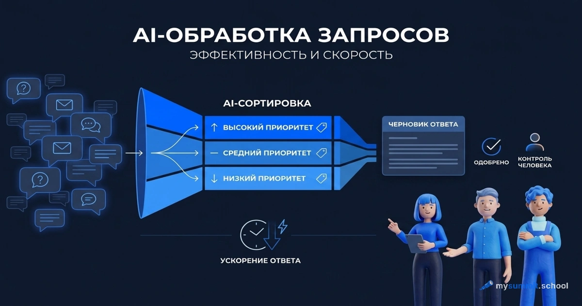 AI для входящих запросов клиентов: −50% времени ответа